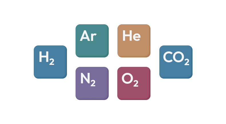 Graphical depiction of typical lab gas symbols